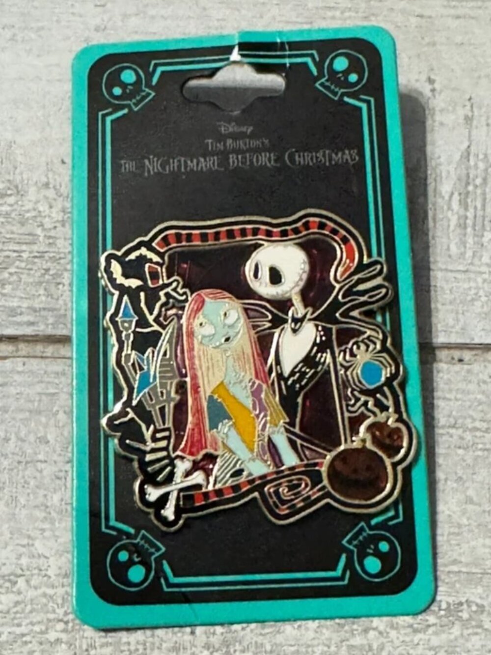 The Nightmare Before Christmas Jack & Sally Metal Enamel Pin - NEW